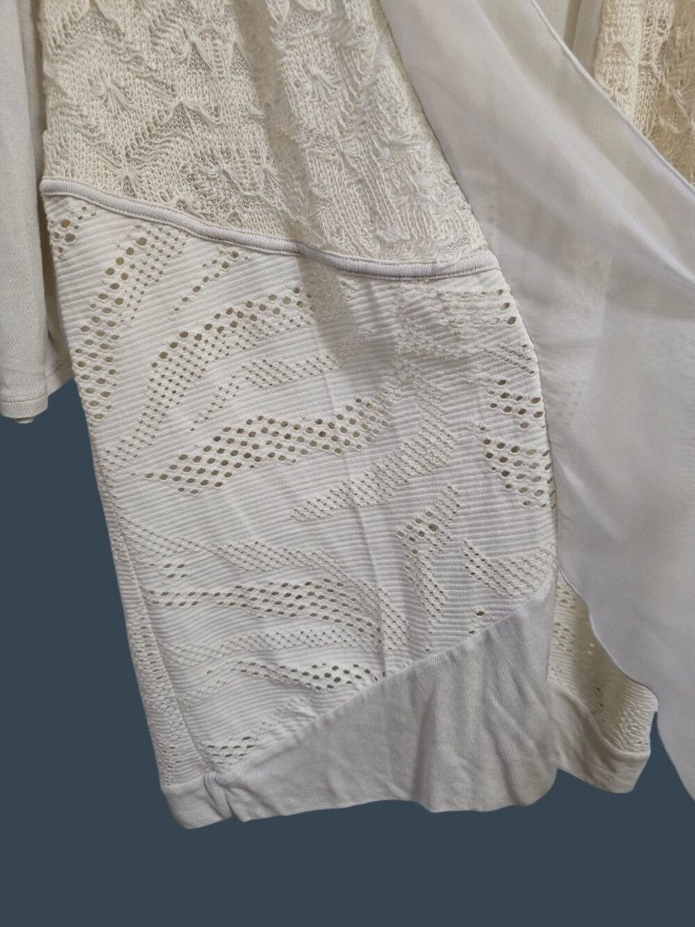 NWT Chicos Trixie Cardigan Cream 3/4 Sleeve Open Front Lace Sweater Size 0 - Picture 6 of 15